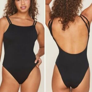 Andie Swim One Piece Rockaway Black Low Back Swimsuit Size XS